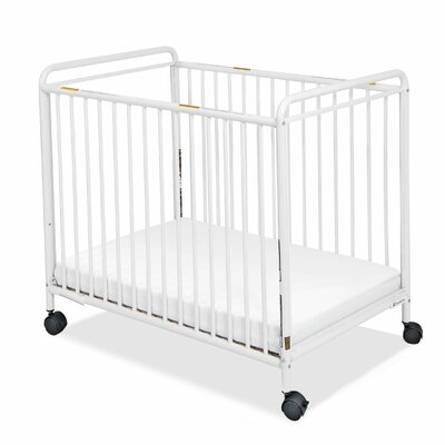 Foundations White Chelsea Compact Steel Non-Folding Crib with Clearview Ends