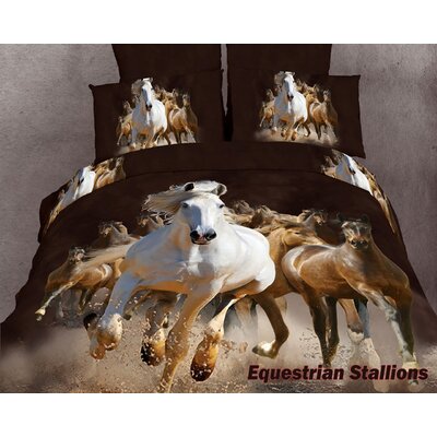 Dolce Mela Equestrian Stallions 6 Piece King Bed In A Bag