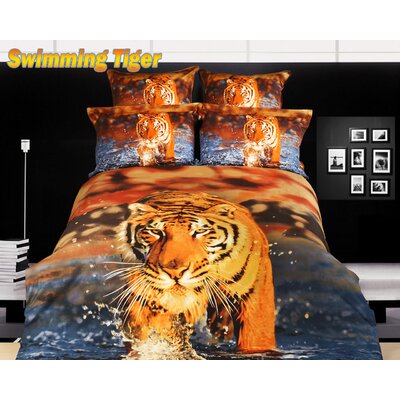 Dolce Mela Swimming Tiger 6 Piece King Bed In A Bag