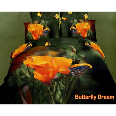 Dolce Mela Butterfly Dream Duvet Cover Set Size: King