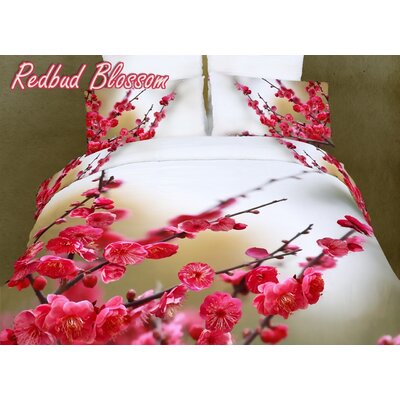 Dolce Mela Redbud Blossom Duvet Cover Set Size: King