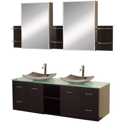 Wyndham Collection Avara 60-in. Double Bathroom Vanity Set, Espresso, 8.75W x 5D x 12H in. (Shelves) - Espresso, 8.75W x 5D x 12H in. (Shelves) - WC-WHE007-60E-TG-BGS