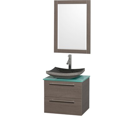 Amare 24 Single Bathroom Vanity Set Finish: Grey Oak, Vanity Top Choice: Green Glass, Sink Choice: Smoke Glass