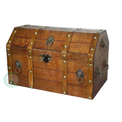 Wooden Wedding Ring on Quickway Imports Large Wooden Pirate Trunk With Lion Rings   Wayfair