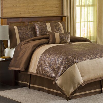 Lush Decor Metallic Animal Full 6pc Comforter Set Brown/Gold