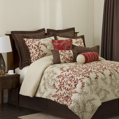 Hester Bedding Collection in Red / Wheat / Brown-Hester Valance in Red / Wheat