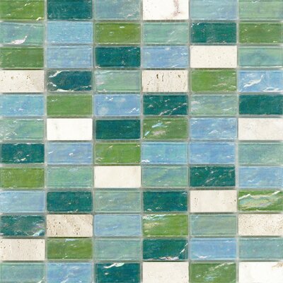 Surfaces Elida Glass 12 x 12 Mosaic in Minty Brick