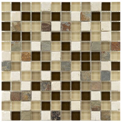 Sierra 11-3/4 x 11-3/4 Glass and Stone Square Mosaic in Nassau