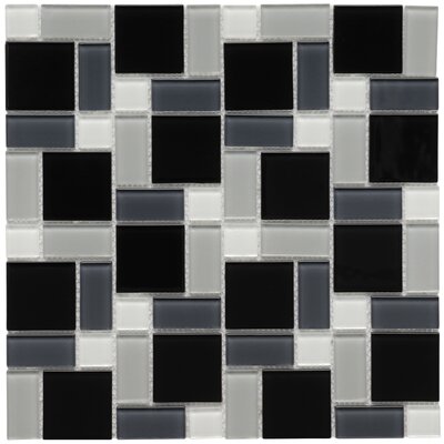 Ambit 11-3/4 x 11-3/4 Glass Block Mosaic in White and Black