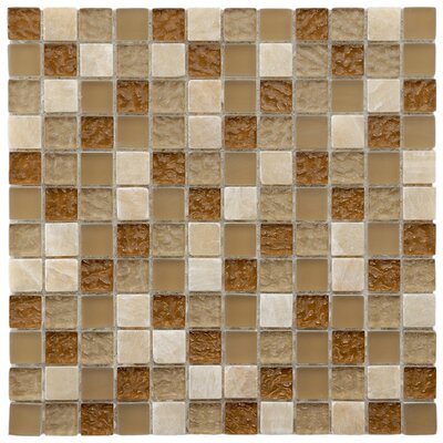 Sierra 11-3/4 x 11-3/4 Glass and Stone Square Mosaic in Amber