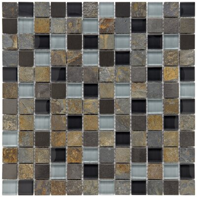 Abbey 12 x 12 Glass, Stone and Metal Mosaic in Alloy Charcoal
