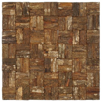 Mahogany 16-1/2 x 16-1/2 Tree Bark Mosaic Wall Tile