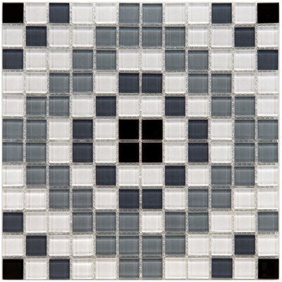 Ambit 11-3/4 x 11-3/4 Medallion Monochrome Glass Mosaic Wall Tile