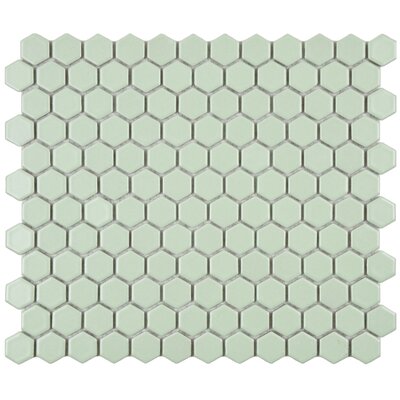 Retro 11-3/4 x 10-1/4 Porcelain Hex Mosaic in Matte Light Green