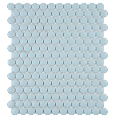 Retro 9-7/8 x 11-1/2 Porcelain Penni Mosaic in Matte Light Blue