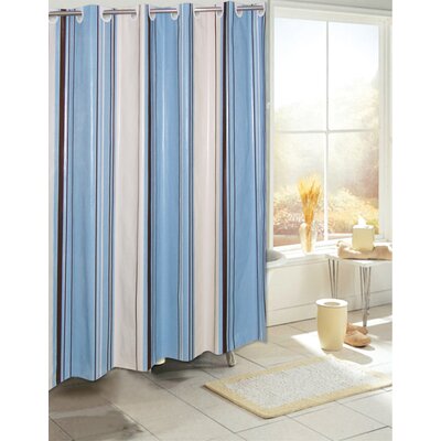 Maytex Mark Fabric Chenille Shower Curtain in Blue | Wayfair