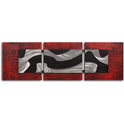 Handcrafted 'Metallic Black and White' Metal on Hand-painted Canvas Wall Art