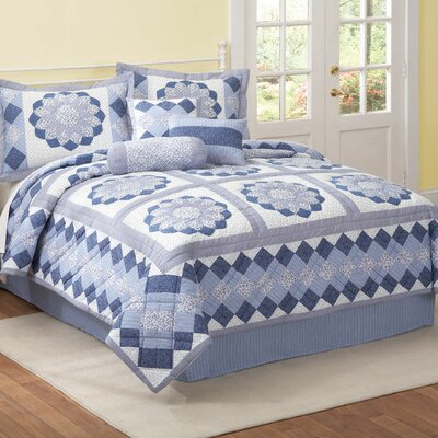 American Traditions Hildy Blue Quilt Set with 7 Pieces QS6040BW7K-2500