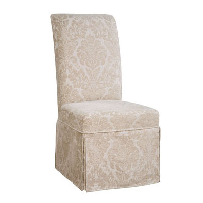 Powell Classic Seating Center Match Fleur-de-lis Tone-on-Tone Tapestry Skirted Slipcovered Side Chiar Best Price