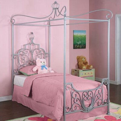 Size Twin  on Powell Princess Rebecca Sparkle Silver Canopy Twin Size Bed   Wayfair