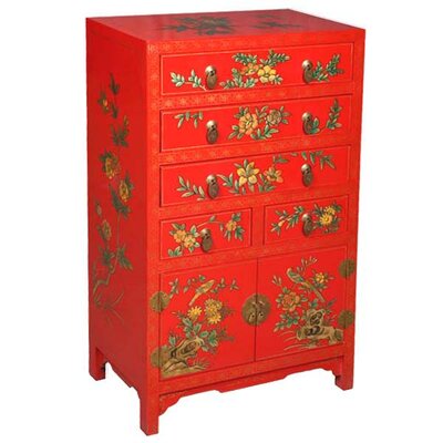 Handmade Chinese Dresser/ Cabinet with Seasonal Flowers Design