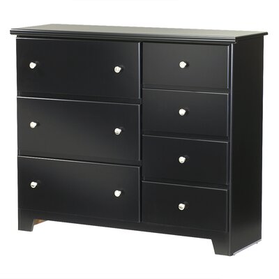 Columbia Seven Drawer Dresser with Roller Glides in Black