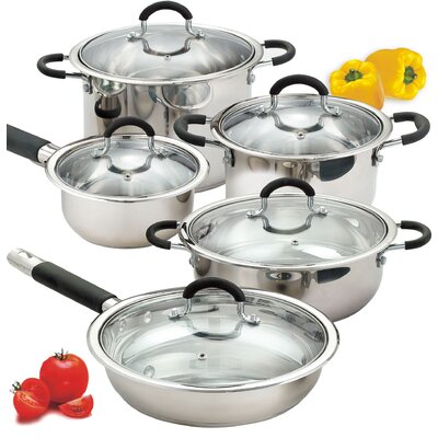 Cook N Home 10-pc Stainless Steel Encapsulated Bottom Cookware Set