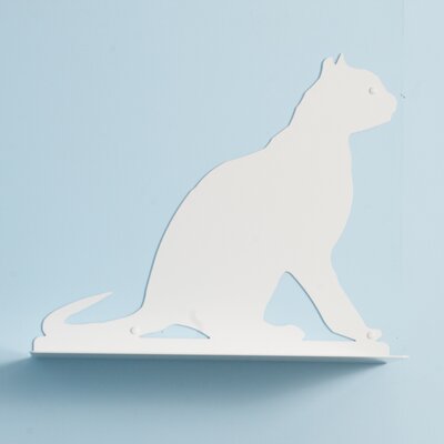 23 Cat Silhouette Gaze Cat Shelf Color: White