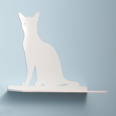 23 Cat Silhouette Cat Shelf Perch Color: White