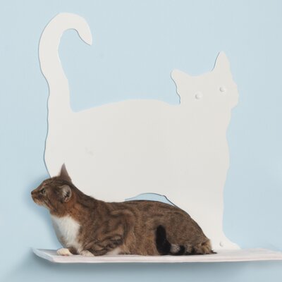 23 Cat Silhouette Prance Cat Shelf Color: White