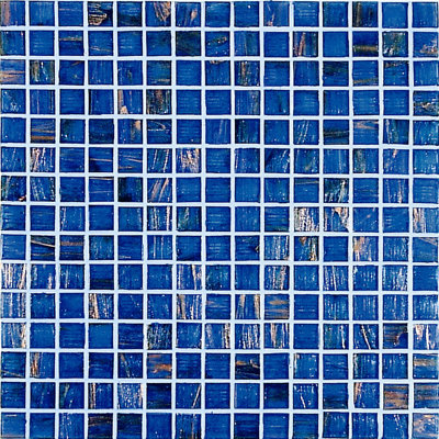 Bronze/Gold Monocolor 3/4 x 3/4 Glass Mosaic in Blue Monocolor Bronze
