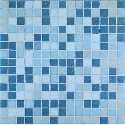 Project Base 3/4 x 3/4 Glass Mosaic in Blue Mix Basic