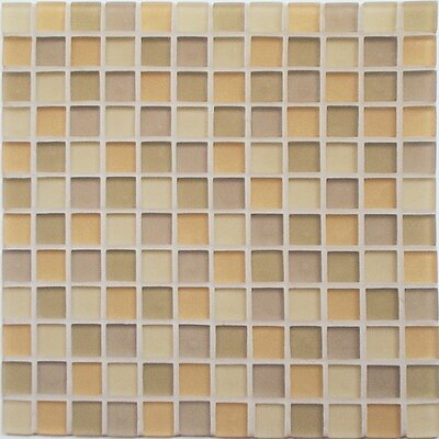 Crystal-C 1 x 1 Glass Mosaic in Beige Mix Frosted
