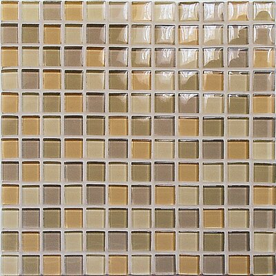 Crystal-C 1 x 1 Glass Mosaic in Mix Beige Gloss