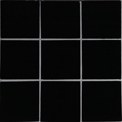 Crystal-C 4 x 4 Glass Mosaic in Glossy Black