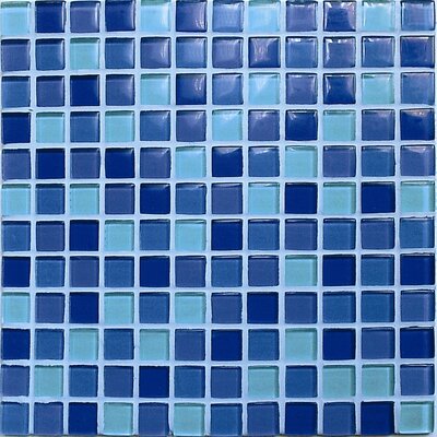Crystal-C 1 x 1 Glass Mosaic in Mix Sky Gloss