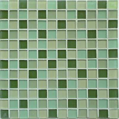 Crystal-C 1 x 1 Glass Mosaic in Green Mix Frosted