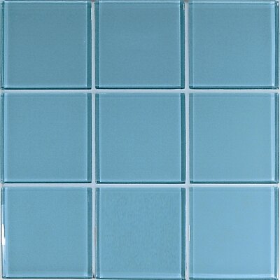 Crystal-C 4 x 4 Glass Mosaic in Glossy Light Blue