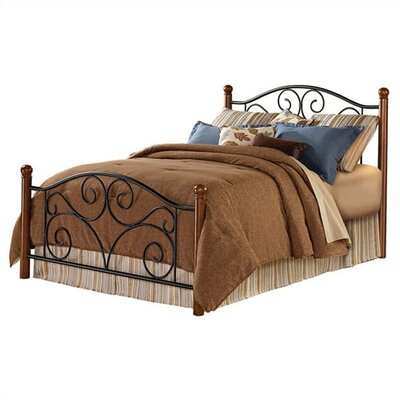 Doral Bed with Frame in Matte Black/Walnut Finish Size: Full