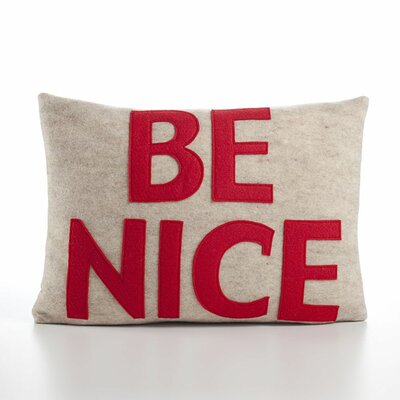 Be Nice Decorative Pillow Material: Oatmeal & Red Felt