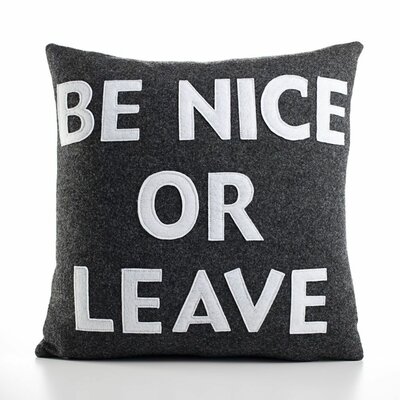 Be Nice or Leave Decorative Pillow Material: Cream & Red Hemp & Organic Cotton, Size: 16 W x 16 D