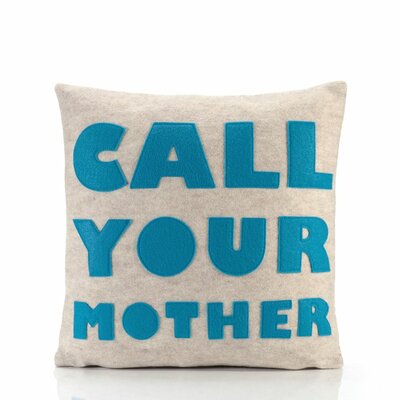 Call Your Mother Decorative Pillow - Material: Cream and Red Hemp and Organic Cotton, Size: 16 W x 16 D