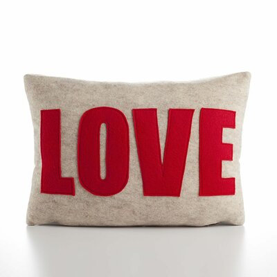Love Decorative Pillow Size: 10 W x 14 D, Material: Oatmeal & Red Felt