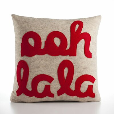 It Starts With A Kiss Ooh La La Decorative Pillow Material: Oatmeal & Red Felt, Size: 22 W x 22 D