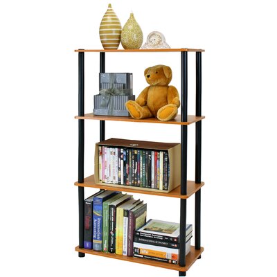 4 Tier Rack Bookshelf Bookcase Display Storage Cabinet Finish: Cherry