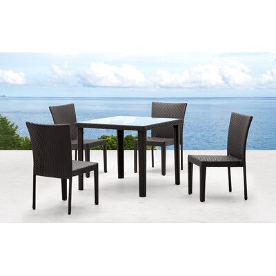 Zuo Modern Cavedish Outdoor 5 Piece Dining Table Set with Arica Chair in Dark Brown Best Price