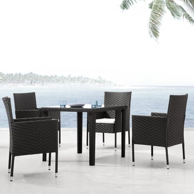 Zuo Modern Cavedish Outdoor 5 Piece Dining Table Set with Catalan Chair in Dark Brown Best Price