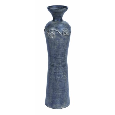 Benzara 37602 Terracotta Vase with Rustic Appearance and Dark Metallic Hues
