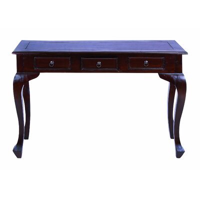 Benzara 37710 Traditional Wooden Console Table with Metal Pulls Curved Legs