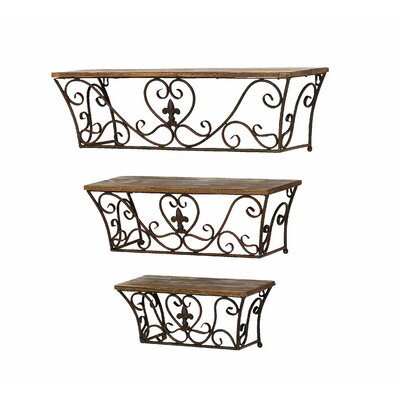 Benzara 50402 Classic Metal Wall Shelf with Sublime Curves Set of 3
